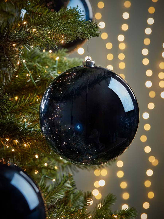 Three Oversized Shatterproof Baubles - Midnight - 20cm
