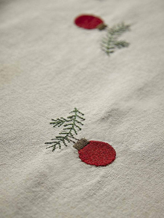 Cotton Embroidered Bauble Table Runner