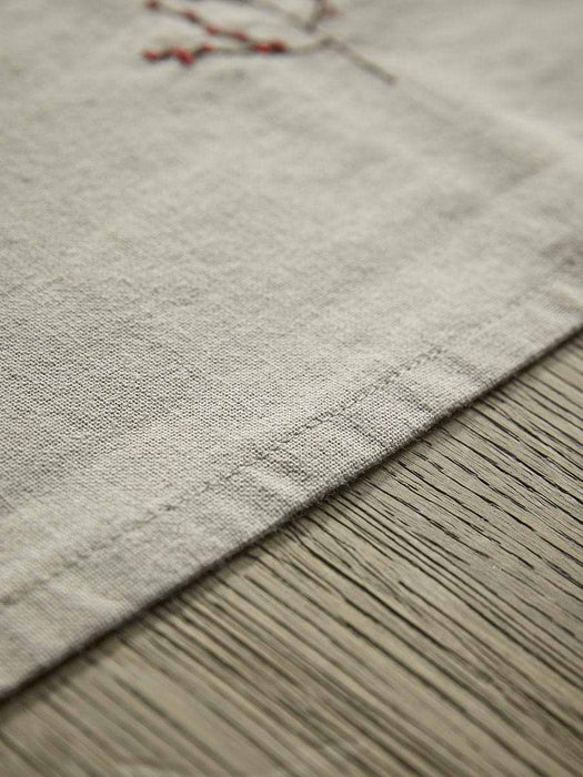 Cotton Embroidered Berry Table Runner