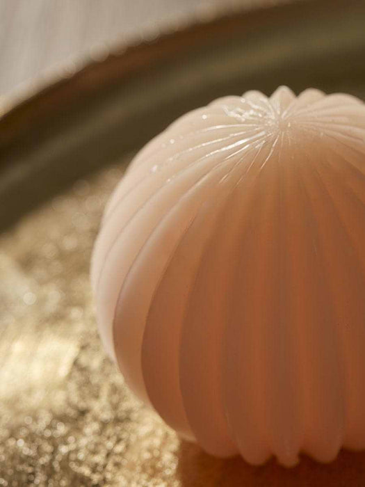 Fluted Wax Light Up Sphere Small - Blush
