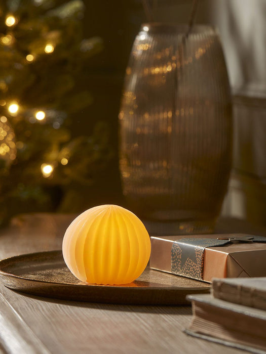 Fluted Wax Light Up Sphere Small - Blush