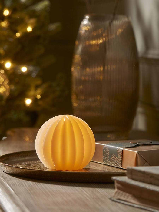 Fluted Wax Light Up Sphere Small - Blush