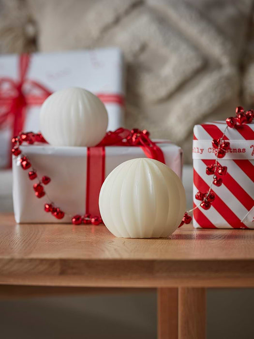 Fluted Wax Light Up Sphere Large - White