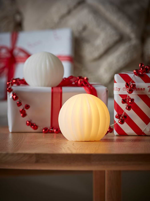 Fluted Wax Light Up Sphere Large - White