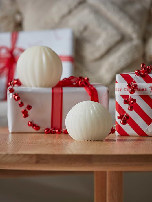 Fluted Wax Light Up Sphere Small - White