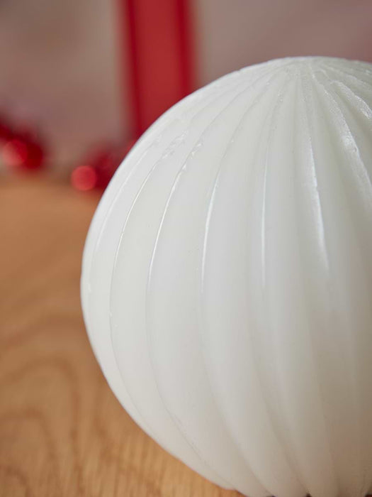Fluted Wax Light Up Sphere Small - White