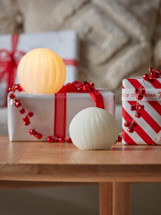 Fluted Wax Light Up Sphere Small - White