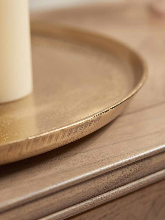 Round Textured Brass Tray - Large