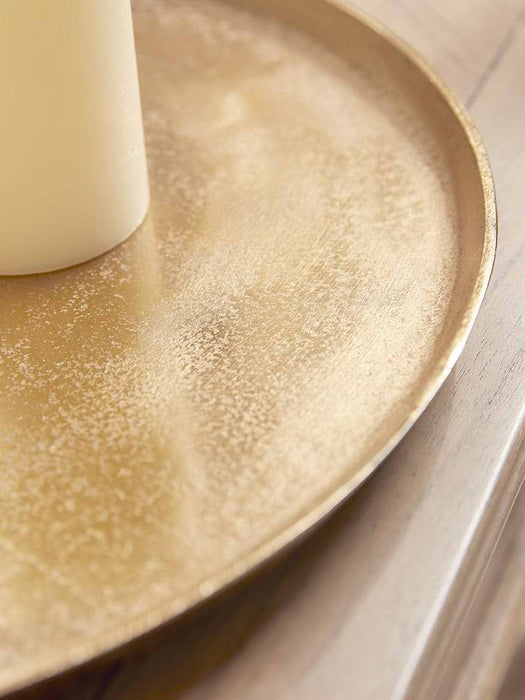 Round Textured Brass Tray - Large
