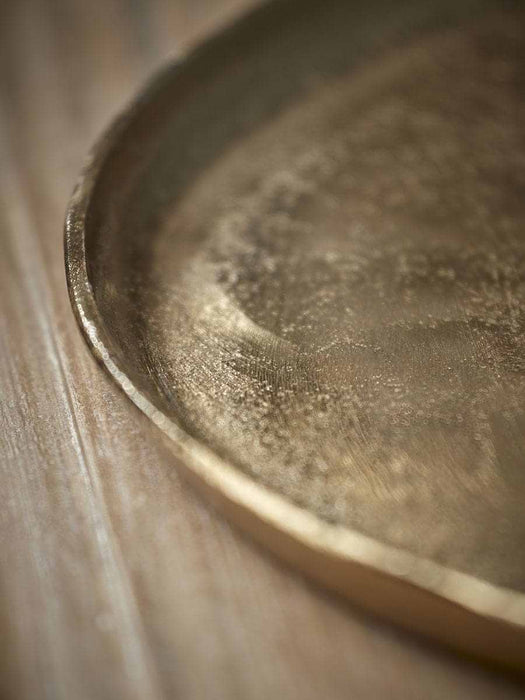 Round Textured Brass Tray - Small