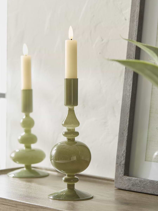 Olive Glass Candle Holder