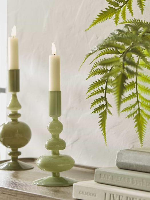 Sage Glass Candle Holder