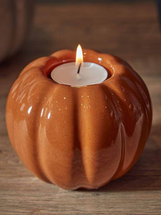 Pumpkin Tealight Holder - Burnt Orange - Large
