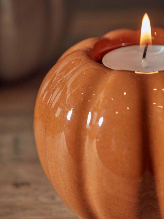 Pumpkin Tealight Holder - Burnt Orange - Small