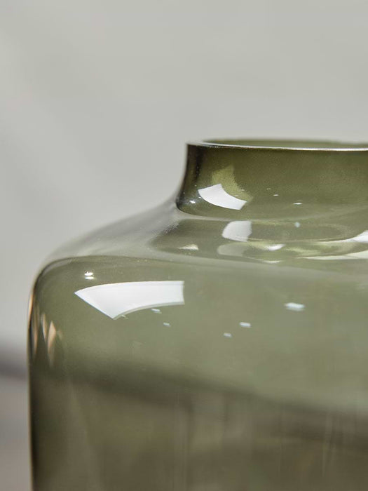 Curved Olive Glass Vase