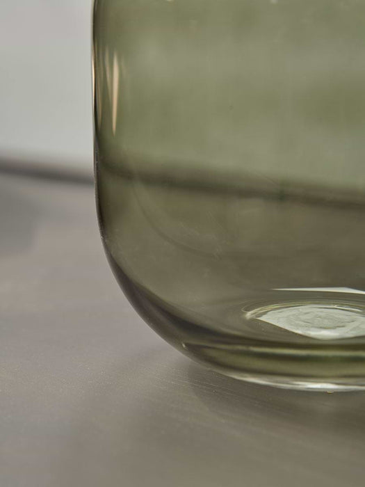 Curved Olive Glass Vase