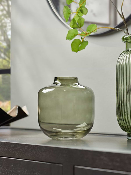Curved Olive Glass Vase