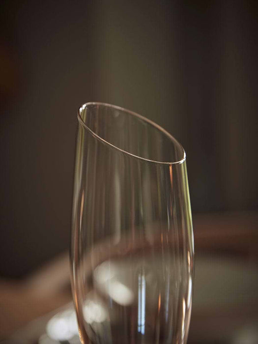 Six Amber Asymmetric Champagne Flutes