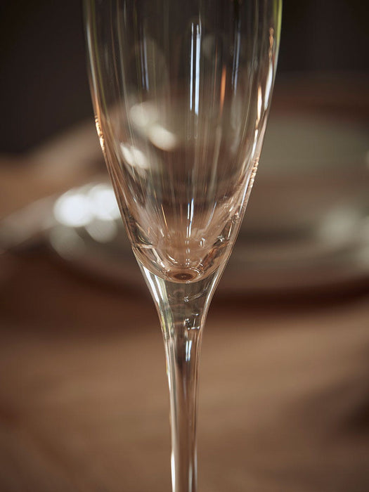 Six Amber Asymmetric Champagne Flutes