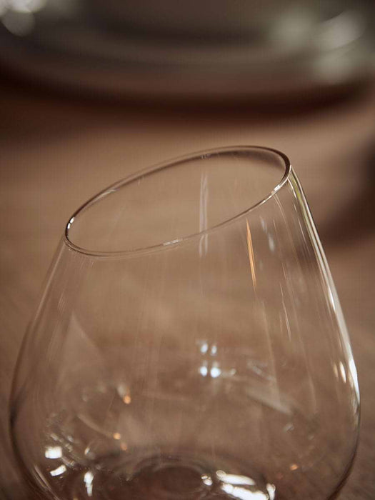 Six Amber Asymmetric Stemless Wine Glasses