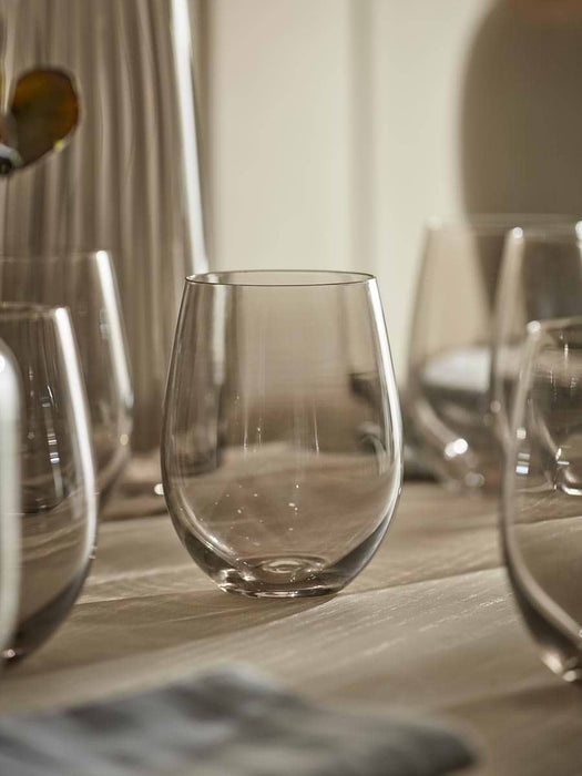 Six Smoked Stemless Wine Glasses