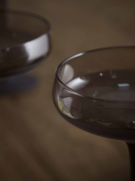 Four Frosted Black Martini Glasses