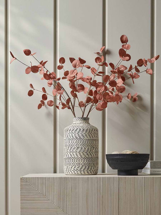 Three Faux Eucalyptus Stems - Burgundy