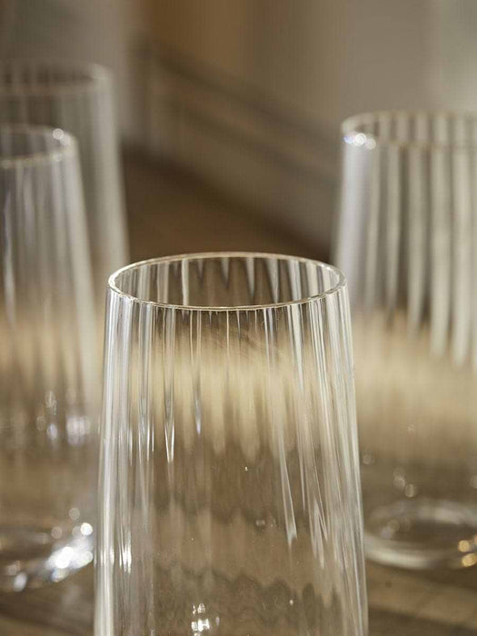 Four Fluted Highball Glasses