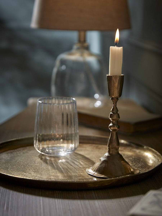 Antiqued Effect Dinner Candle Holder - Small