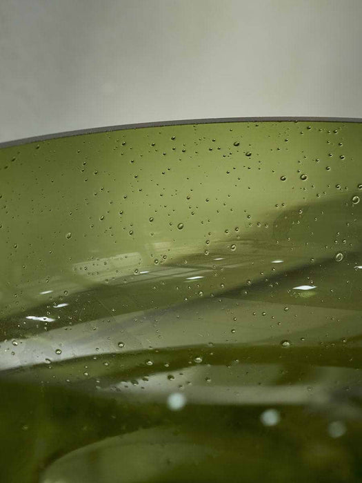 Olive Bubbled Glass Serving Bowl
