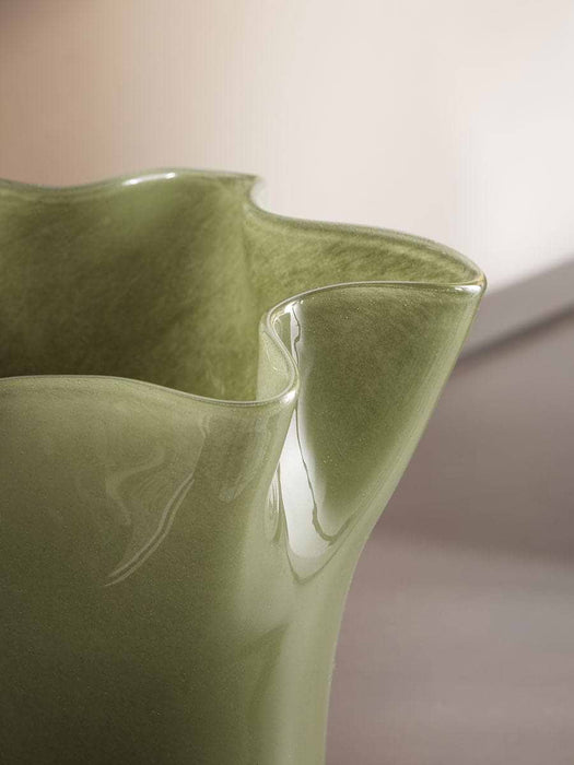 Petal Olive Glass Vase