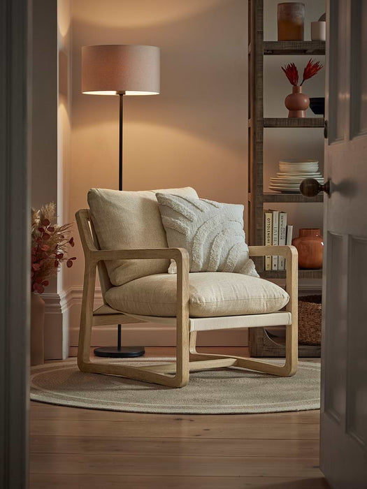 Agna Round Border Rug - Natural