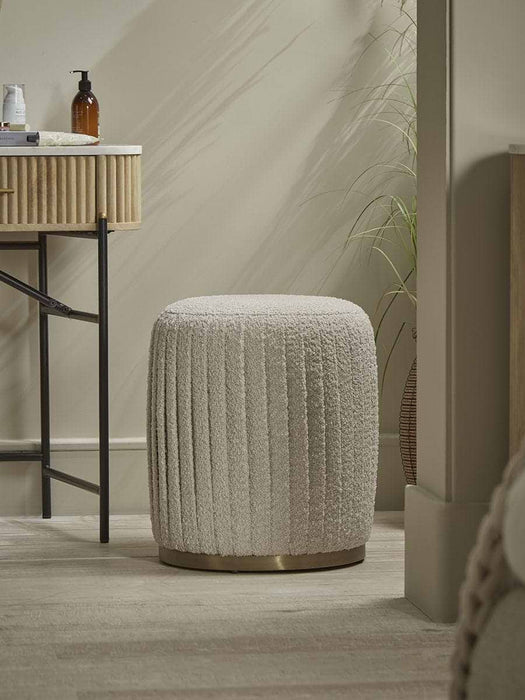 Pleated Boucle Footstool