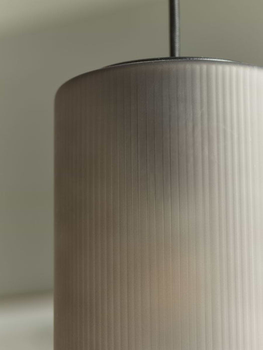 Ribbed Column Smoke Glass Pendant