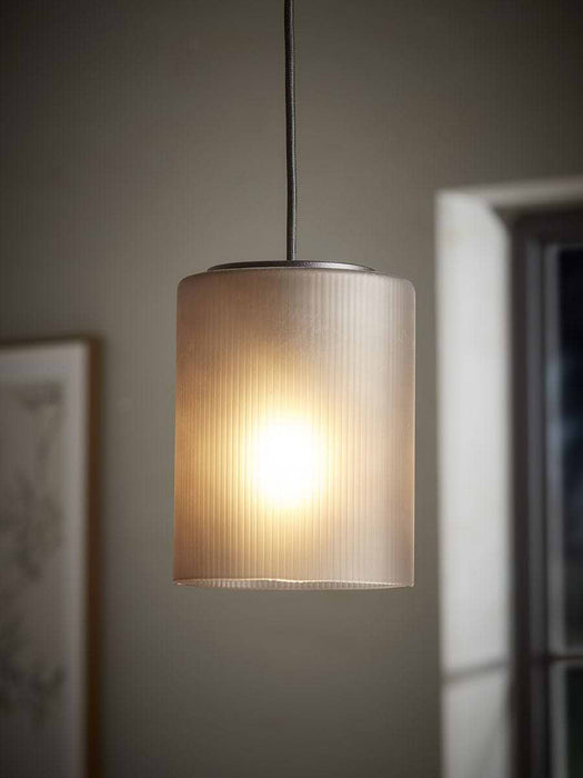Ribbed Column Smoke Glass Pendant
