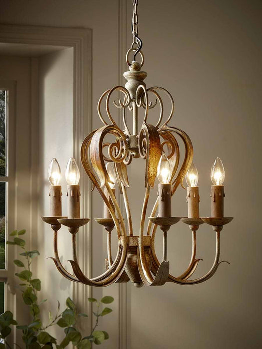 Six Arm Scroll Chandelier