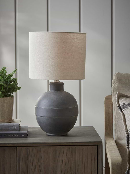 Round Black Ceramic Table Lamp