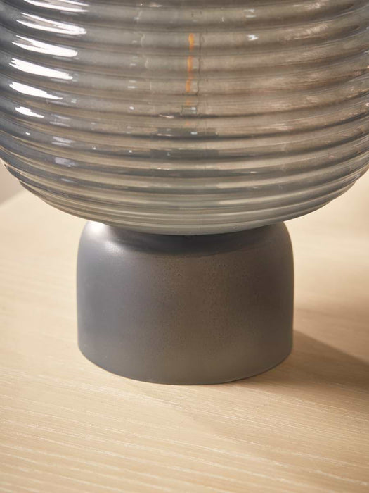 Ribbed Round LED Lamp - Grey