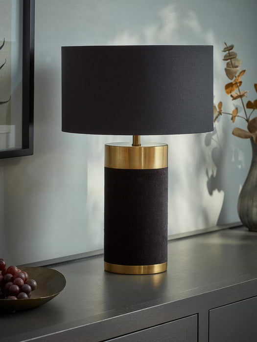 Black Velvet & Gold Table Lamp
