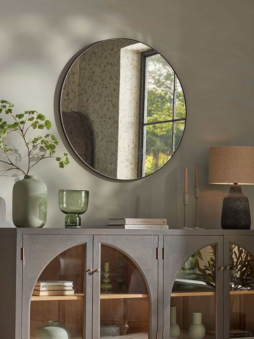 Round Antique Glass Mirror