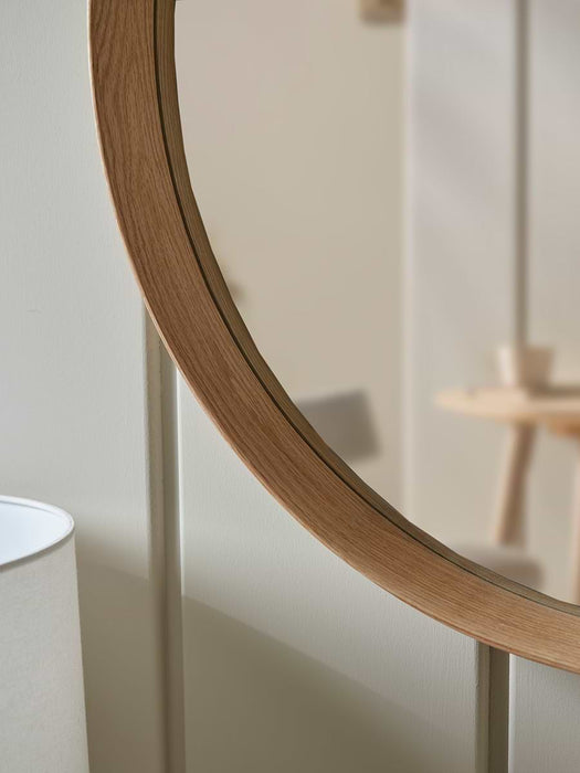 Oak Deep Framed Mirror - Round