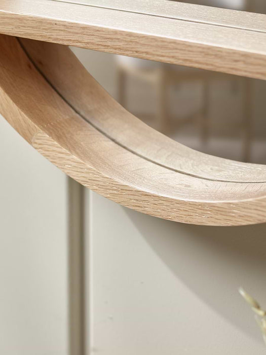 Round Oak Shelf Mirror