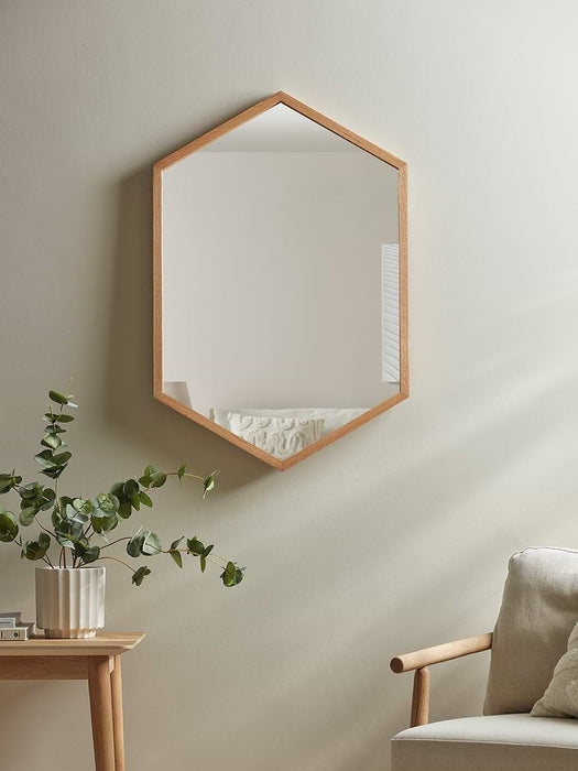 Oak Hexagon Mirror