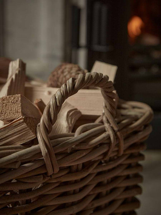 Two Square Wicker Log Baskets