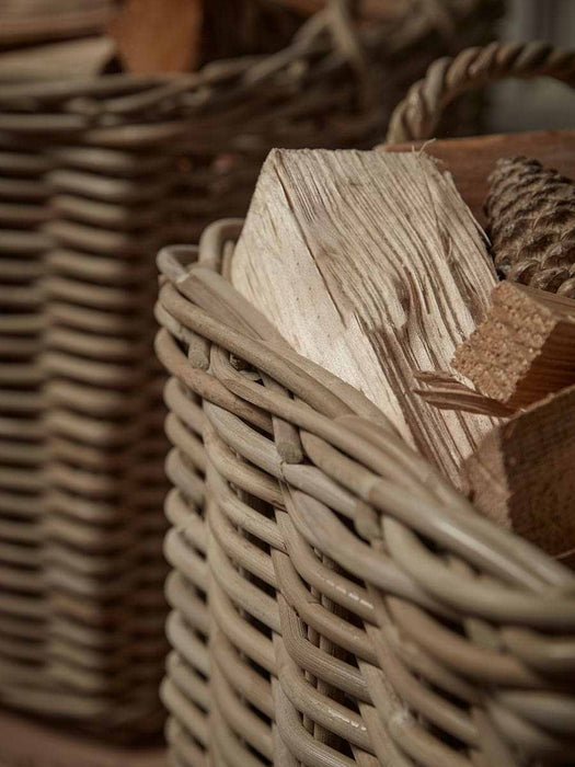 Two Square Wicker Log Baskets