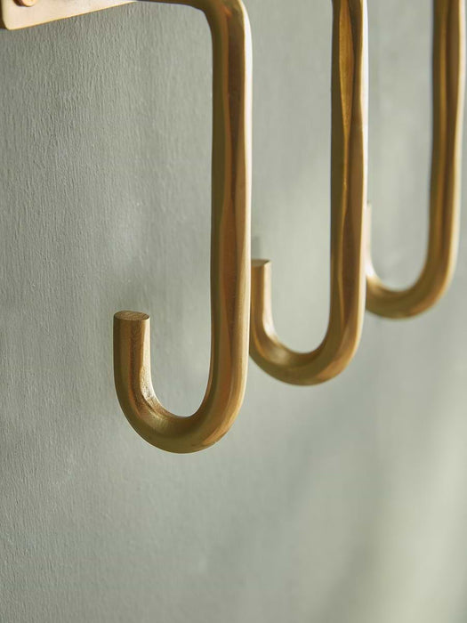 Hammered Brass Triple Hook