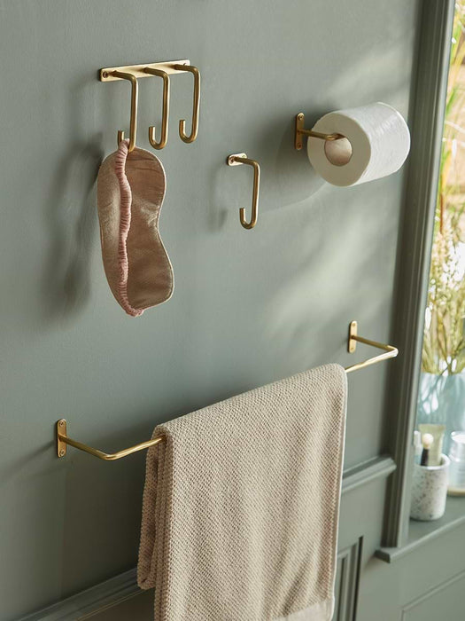 Hammered Brass Triple Hook