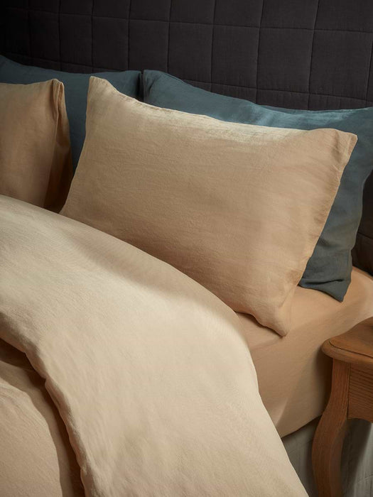 Two Luxury Linen Pillowcases - Barley