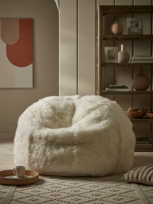 Oversized Curly Sheepskin Beanbag -Ivory