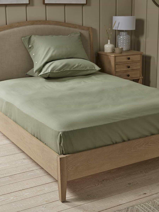 Cotton Double Fitted Sheet- Eucalyptus